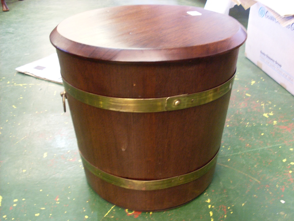 Oak brass-bound coal bucket.