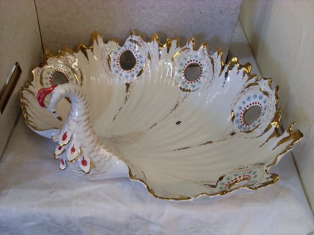 Pottery swan dish.