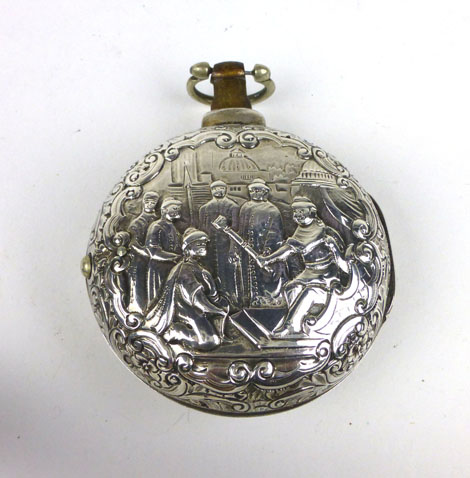 A silver pair cased pocket watch by Walker, London with fusee movement and verge escapement, the