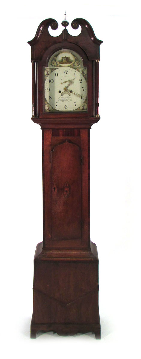 Charles Allen of Higham Ferrers,  a 19th century oak longcase clock, the painted face with date