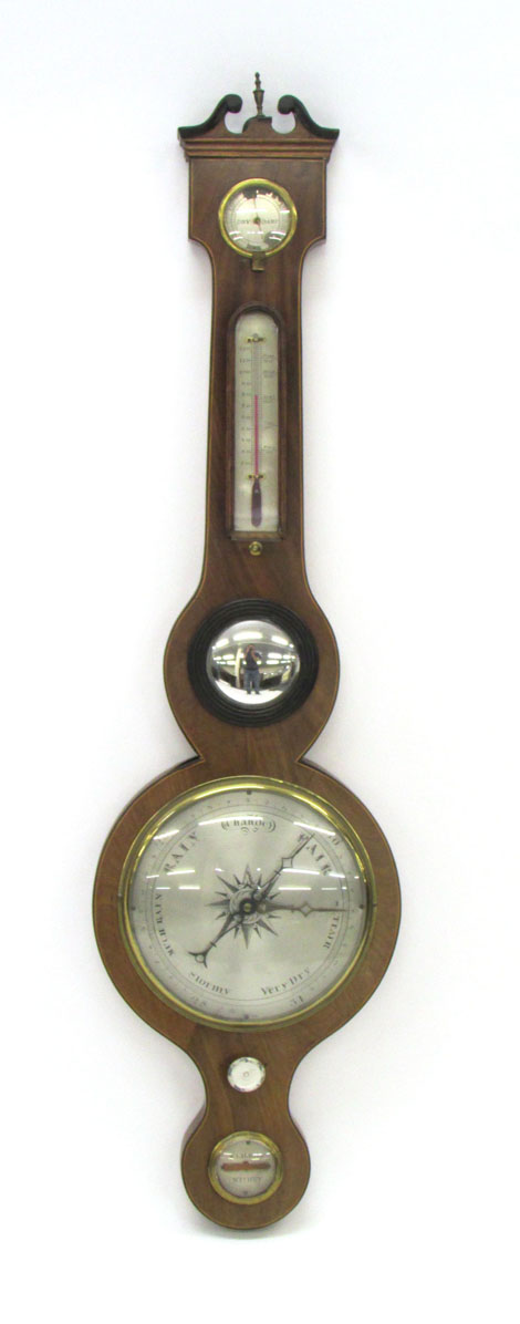 A. Carioli of Withby (sic) An early 19th century banjo barometer with four silvered register