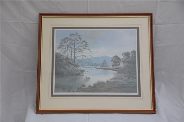 J BEDDOWS "RIVER ROTHAY RYDAL" COLOURED PRINT, No: 219 of an edition of 325 signed by the artist and