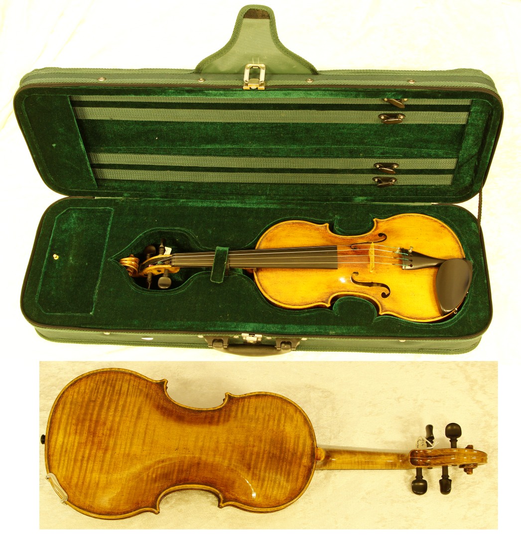 A Panormo Palermo copy violin with single piece back, with handwritten inscription to interior, '