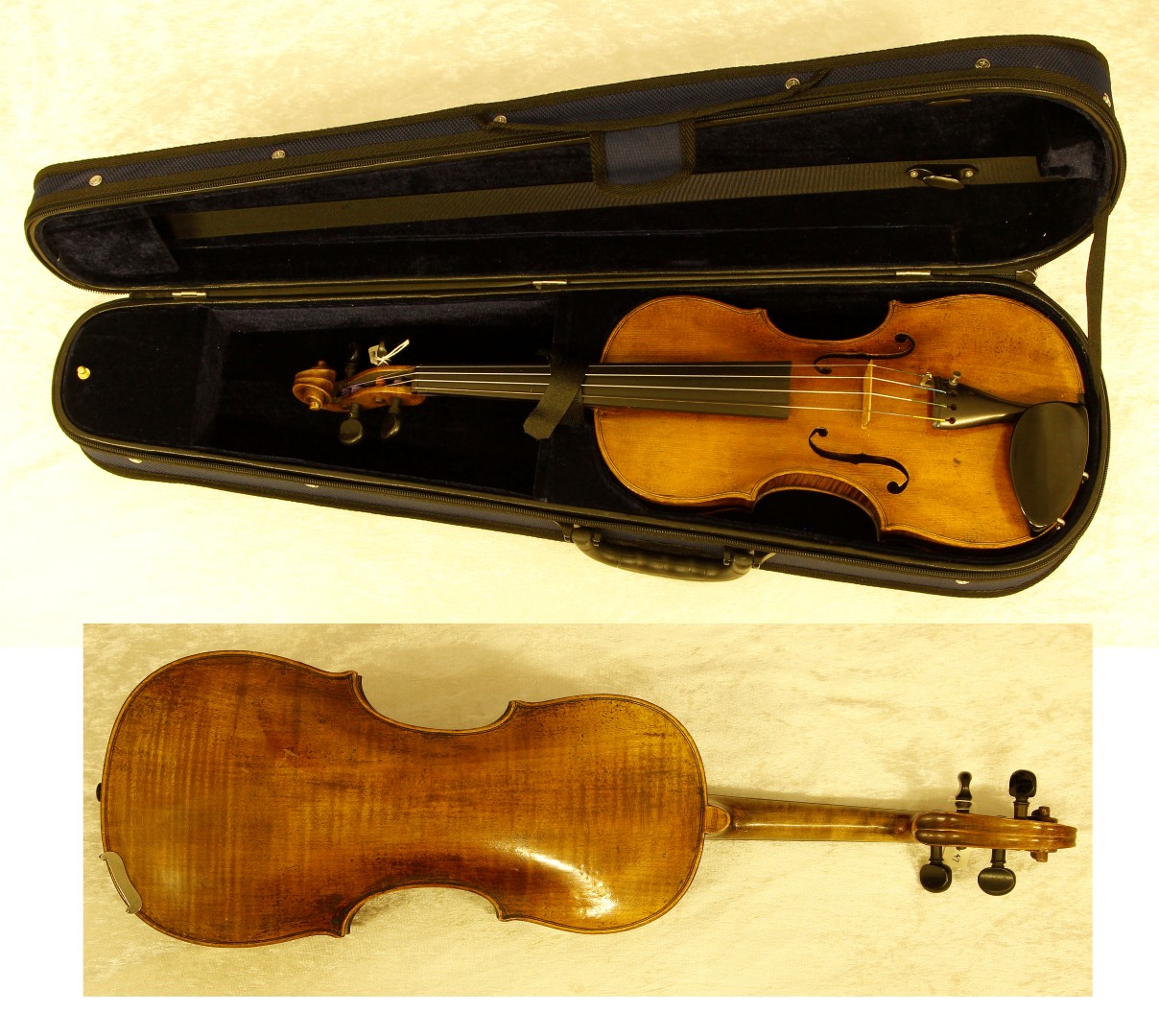 A late 19th century Klotz school Mittenwald violin with single piece back, length of back 35.8cm,