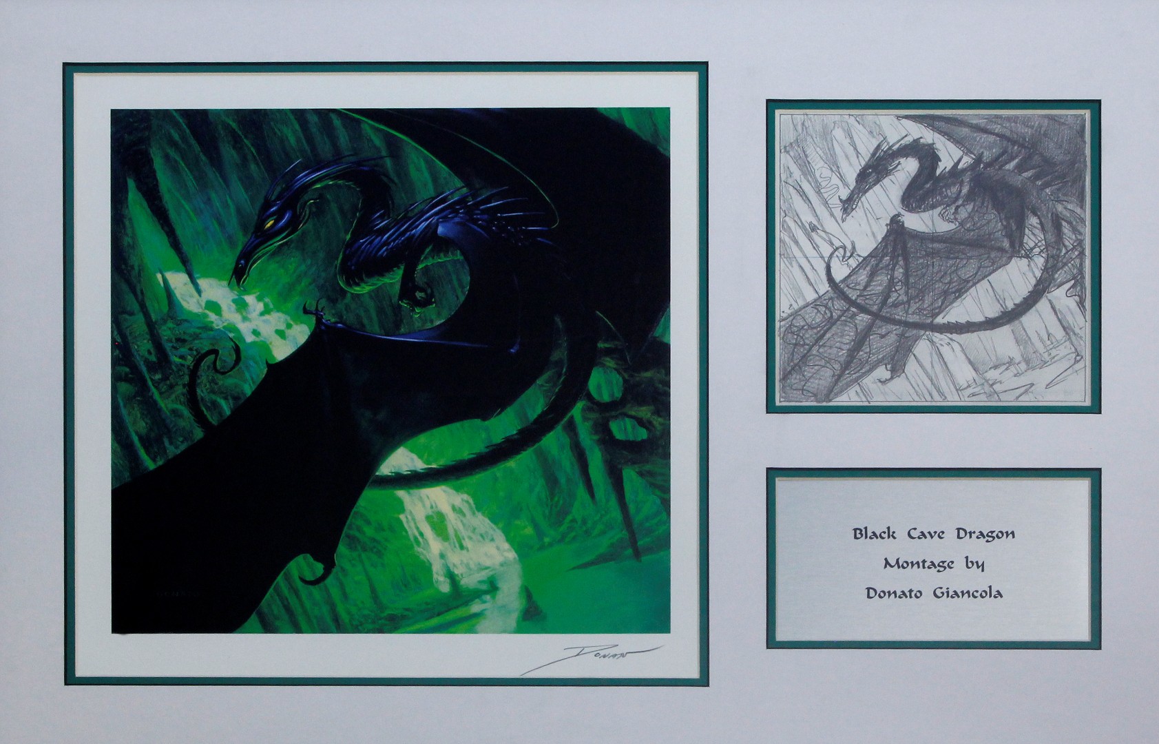 Donato Giancola (b.1967) - montage entitled 'Black Cave Dragon', comprising preparatory sketch,