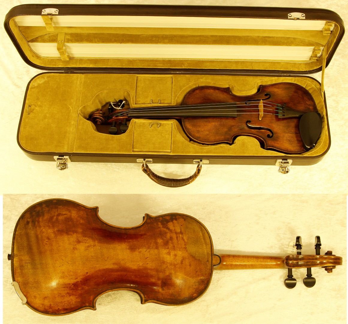 A mid 18th century Albani School violin with single piece back, c.1750, length of back 35.2cm, cased