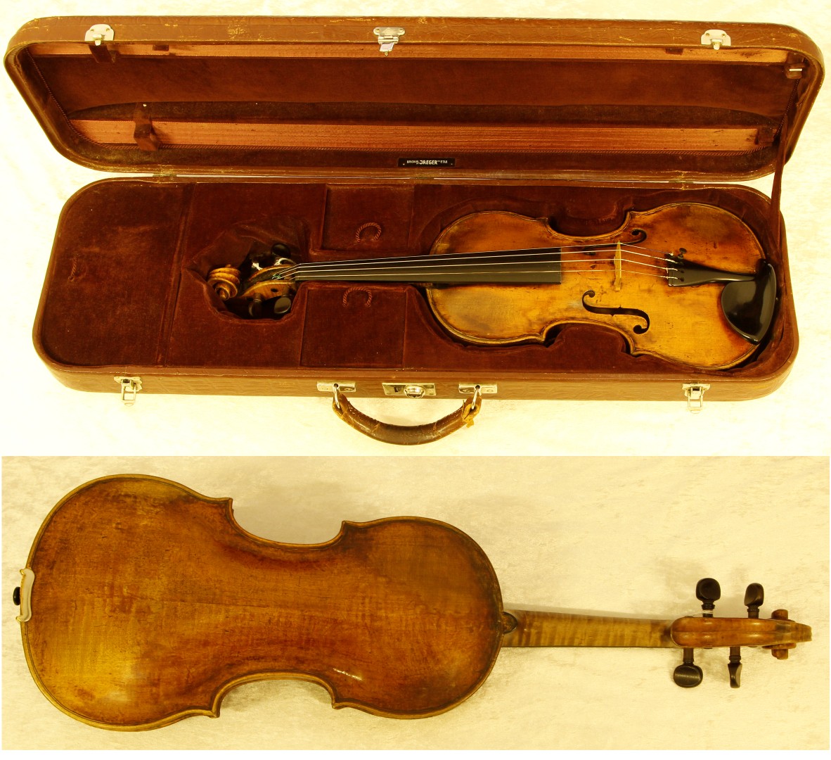 An 18th century Albani School violin with two piece back, c.1720, length of back 35cm, cased (