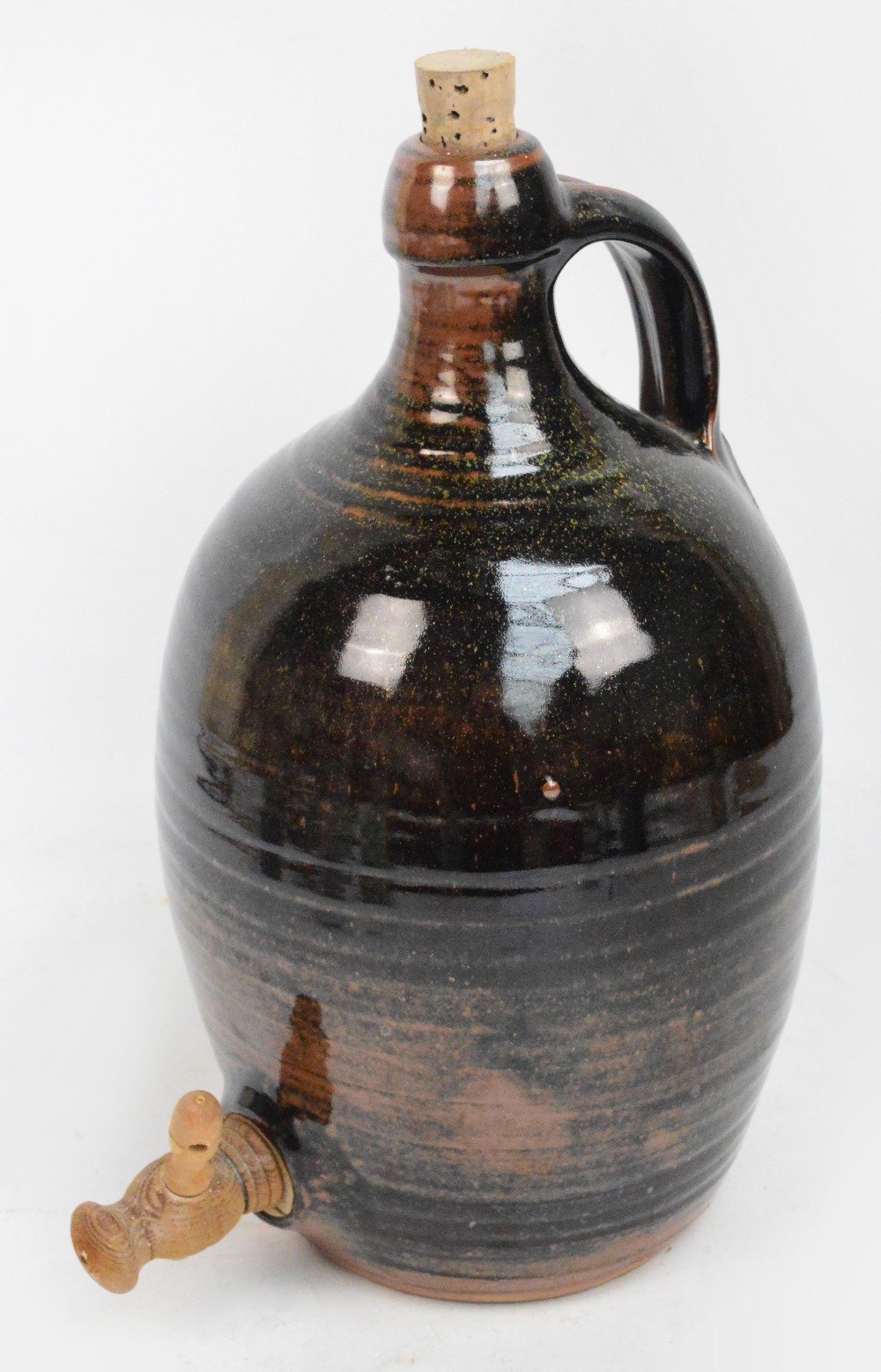 RAY FINCH (1914-2012) for Winchcombe Pottery; a large stoneware cider flagon with tap and bung,