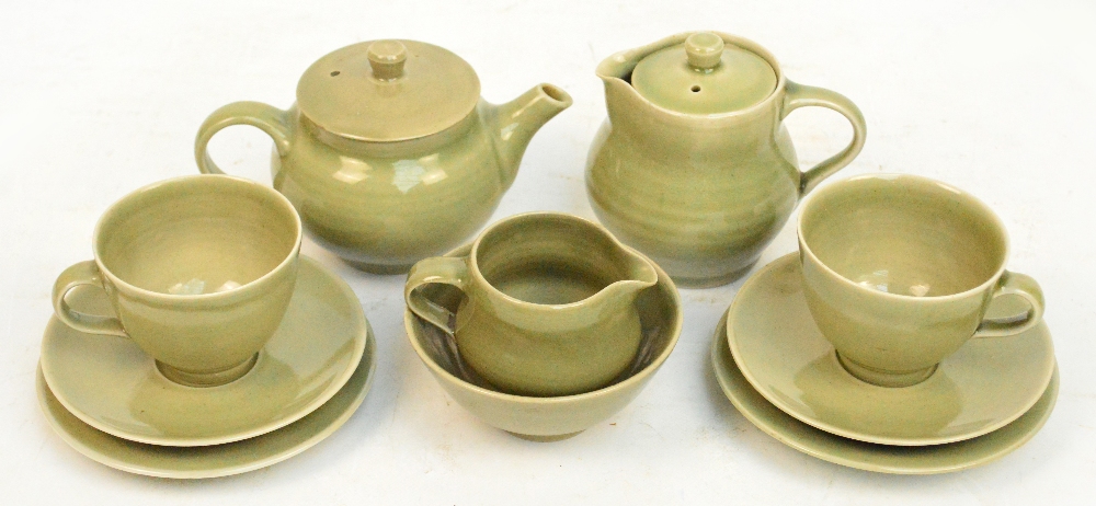 HARRY DAVIS (1910-1986) & MAY DAVIS (1914-1998) for Crowan Pottery; an eight piece porcelain tea set