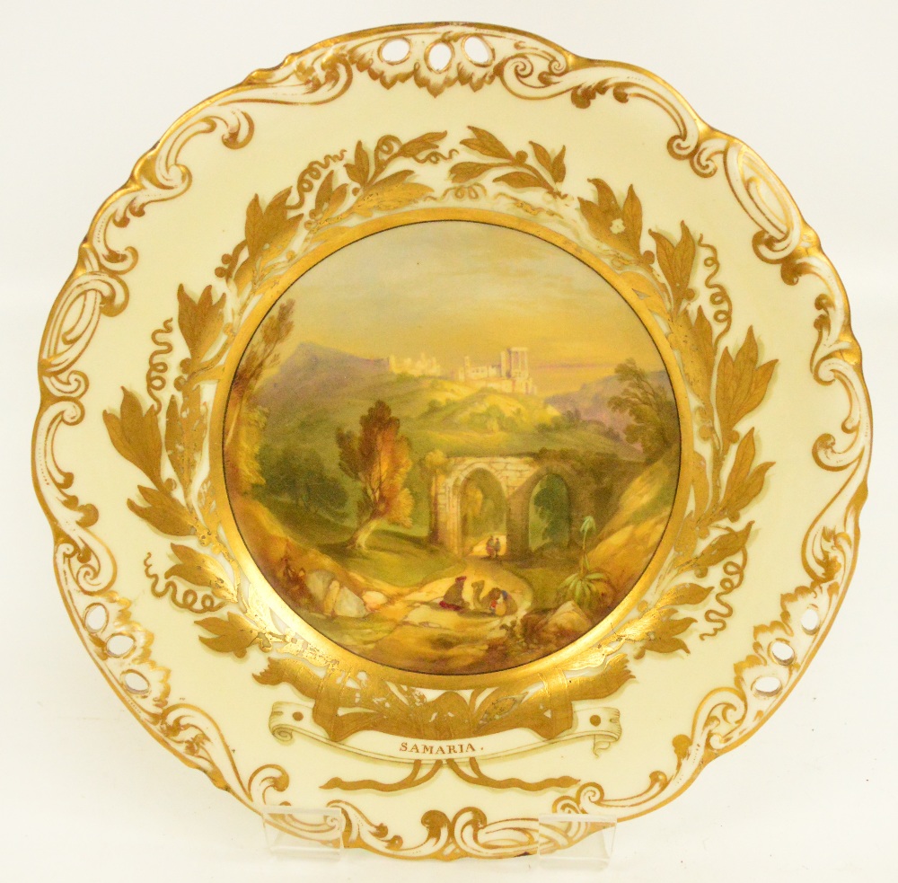 A mid 19th century Copeland plate, the central reserve painted with an Eastern landscape "Samaria"