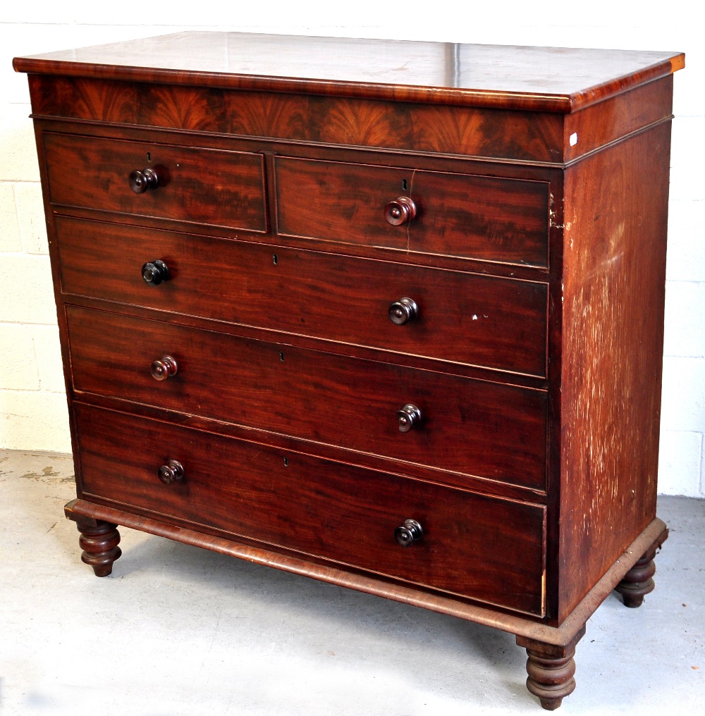 A Victorian mahogany two over three chest of drawers, 119 x 119cm.