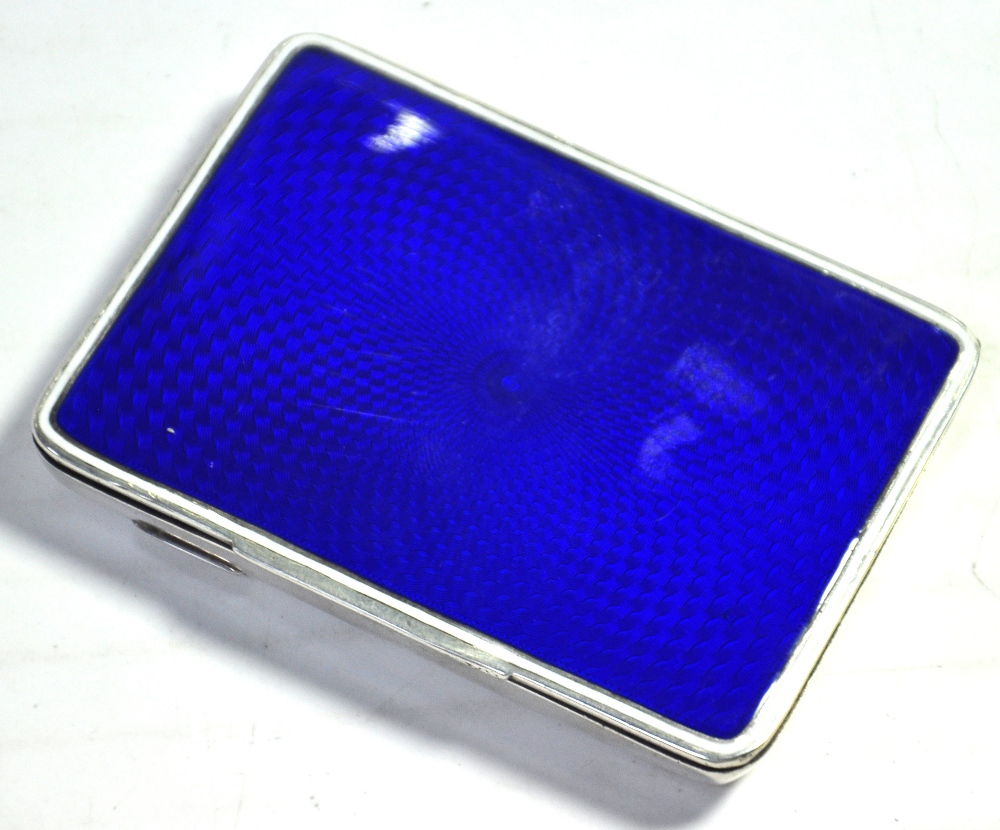 A George V hallmarked silver and blue enamel box, London 1917, approx 9cm.   CONDITION REPORT  No