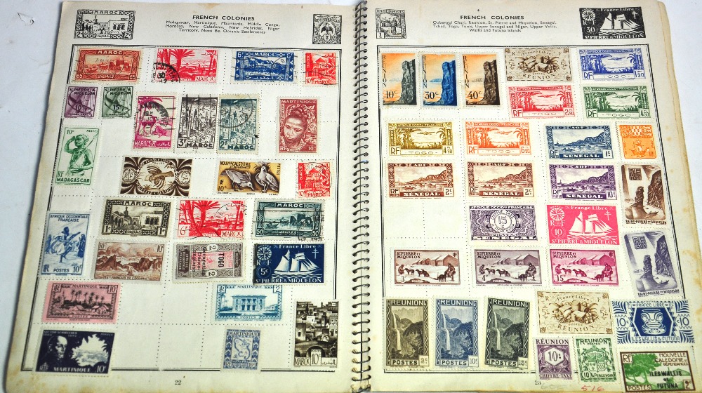 A stamp album containing English and European stamps.