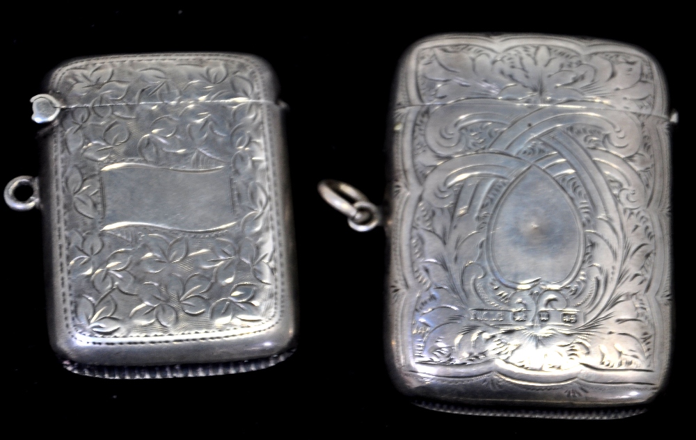 Two silver vesta cases, approx 1.9ozt.