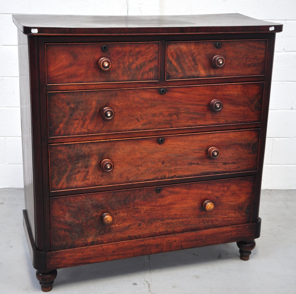 A Victorian mahogany chest of two over three drawers 126 x 112cm.