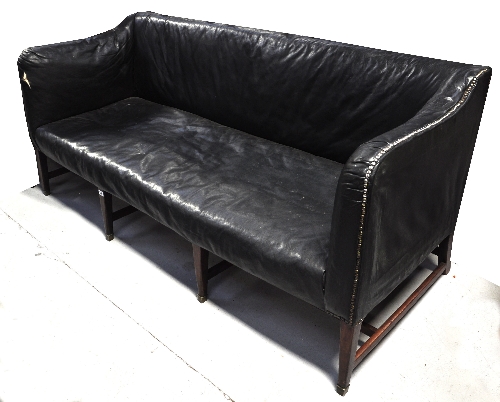 A Georgian leather upholstered sofa, length 190 cm (af).   CONDITION REPORT  The leather to one of