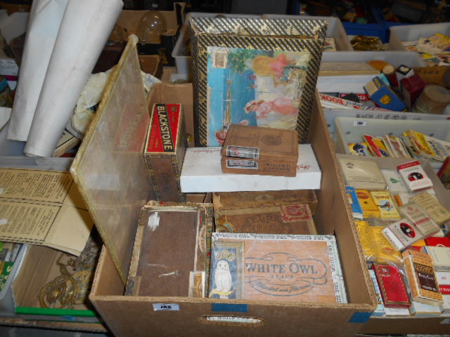 A Collection of Wooden Cigar Boxes & Cardboard Chocolate Boxes, etc.