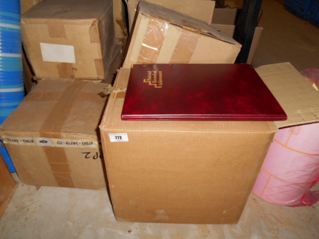 A Large Quantity of Boxes of Tape, Plastic Cups, Album Holders, etc.