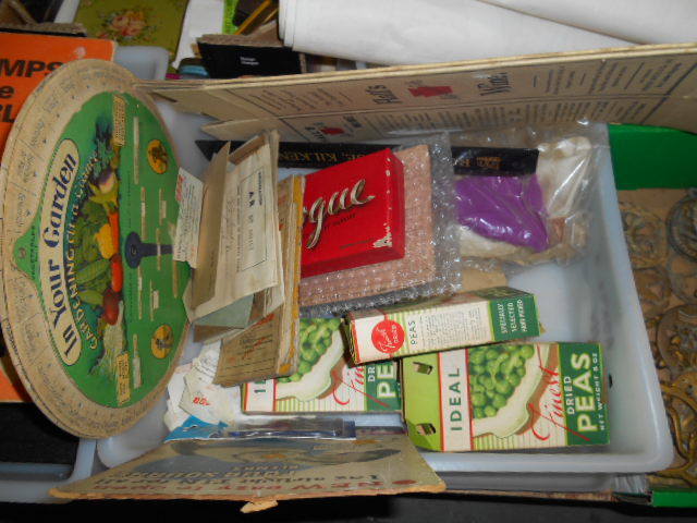 A Collection of Assorted Cardboard Boxes, Vogue Chocolates by Cadburys, Ideal Peas,  booklets, etc.