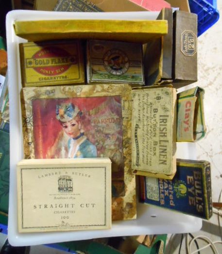 A Collection Vintage Cardboard Packaging Boxes to include Gold Flake cigarettes, Wills Gold Flake