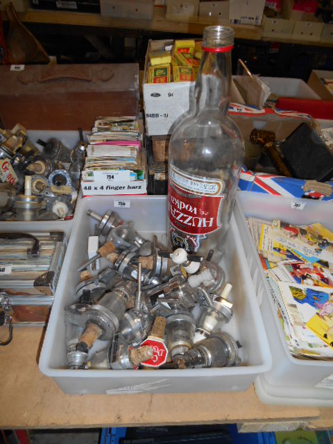 A Collection of Vintage Pub Alcohol  Dispensers & an Empty 3L Huzzar Bottle.