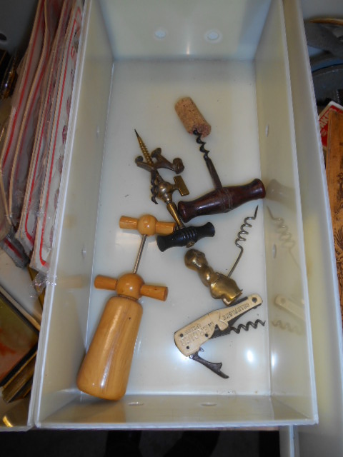 A Box of Vintage Corkscrews, Metal & Wooden Topped.