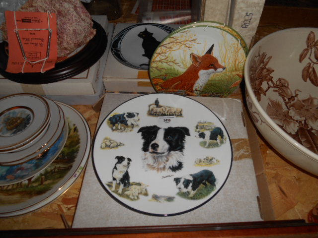 A Limited Edition Sheepdog Plate by Derek William Ward, `All in a Day`s Work`, Along with Two