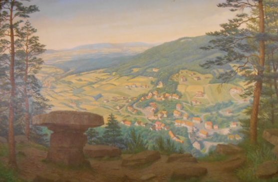 An Oil on Canvas by Schott (20th Century), Landscape View of a Town, Said to be Eschwege, signed,