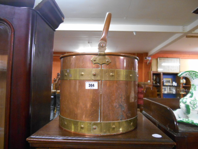 A `Bamford` Copper and Brass Bound Coal Bucket.