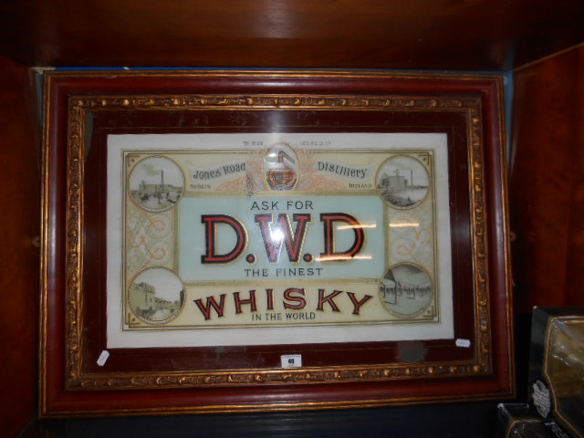 A Dublin Distillers Co. Ltd Pub Advertising Sign `Ask for D.W.D. - The Finest Whisky in the World`.