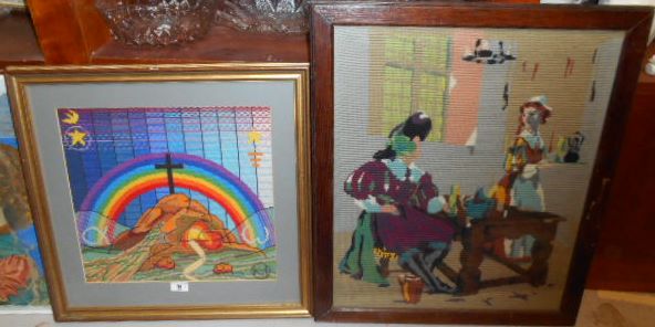 A Woolwork of an Interior Scene and Another Religious Scene. (2).