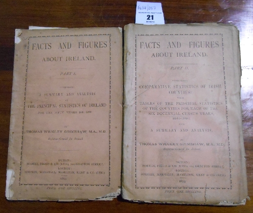 Pamphlets: Facts and Figures About Ireland Parts 1 & 2 by Thomas Wrigley Grimshaw. Dublin: Hodges,