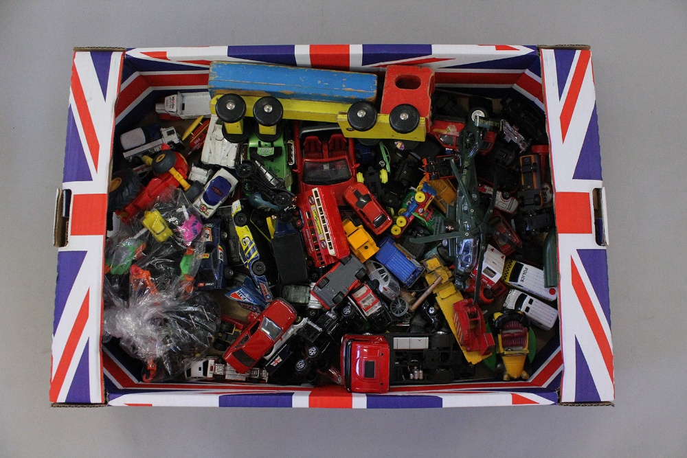 Good quantity of assorted unboxed playworn diecast models by Corgi, Dinky, Matchbox and others.