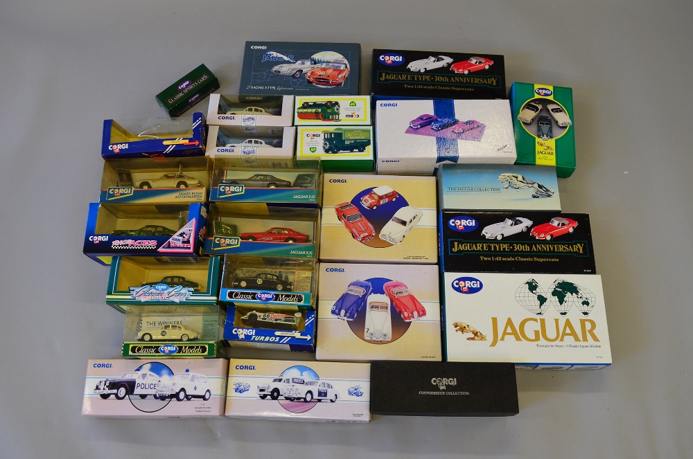 26x Corgi diecast models - mostly Jaguar but together with a James Bond Aston Martin 94060. All