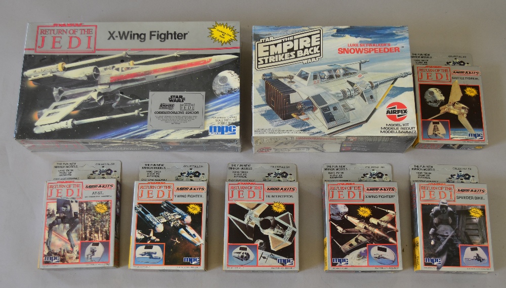 Quantity of Star Wars model kits: MPC 8918 Return of the Jedi X-Wing Fighter; Airfix 10172 Empire