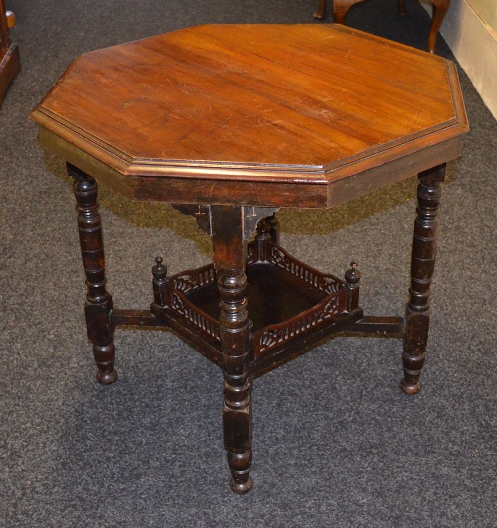 Burr walnut bureau and Edwardian octagonal table.