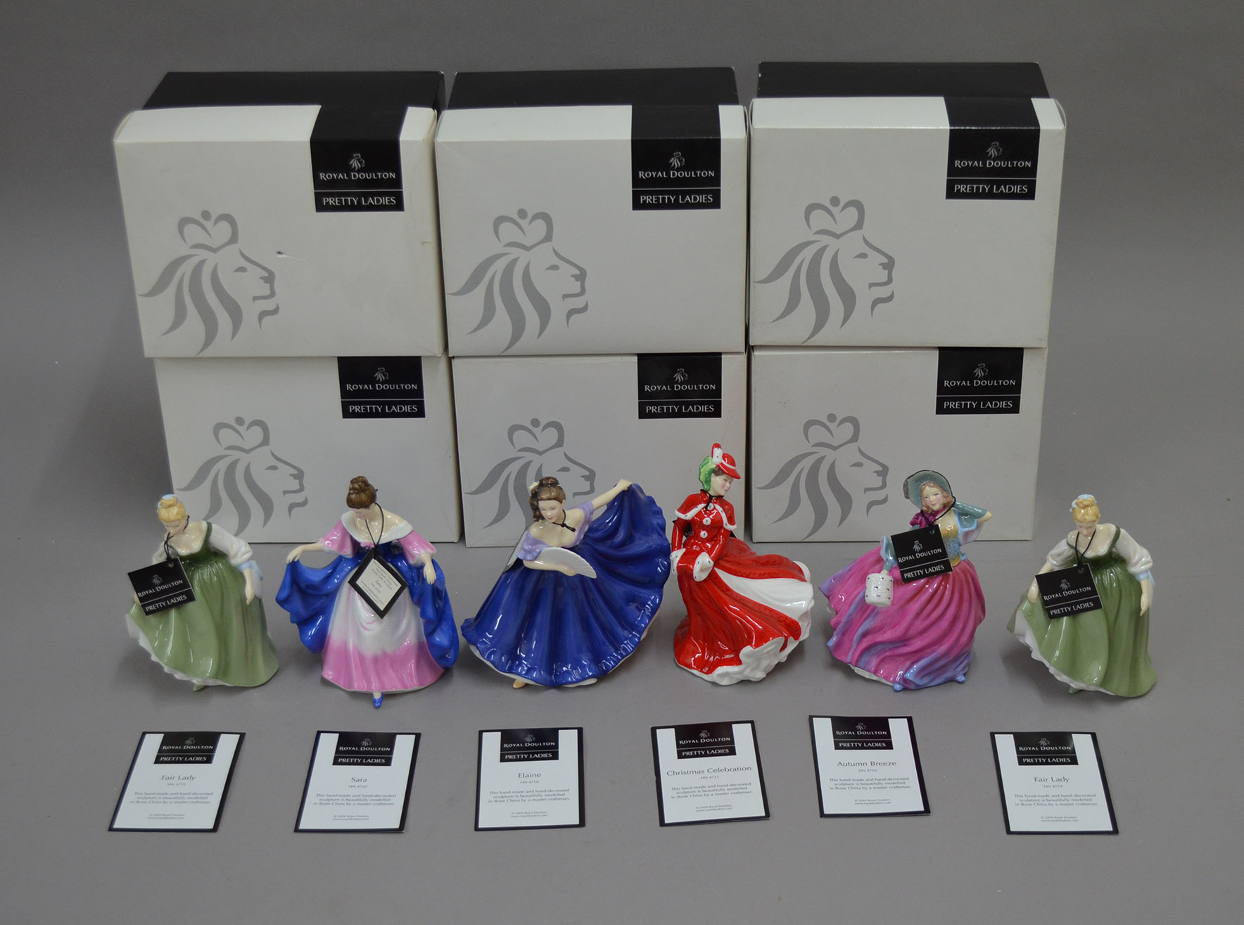 Set of six Royal Doulton figures from the `Pretty Ladies` collection: 2 x `Fair Lady` HN 4719; `