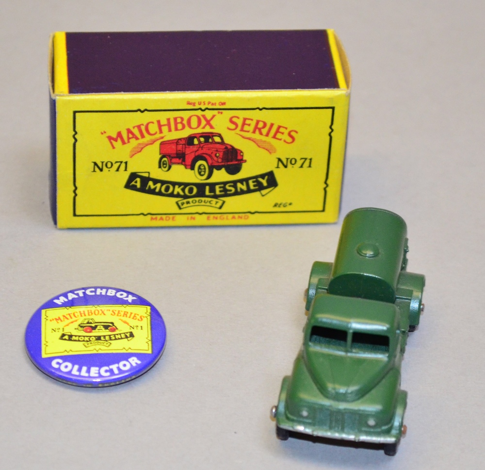 Moko Lesney Matchbox 1-75 series No.71 Army Water Truck (VG in VG box), together with 1st type