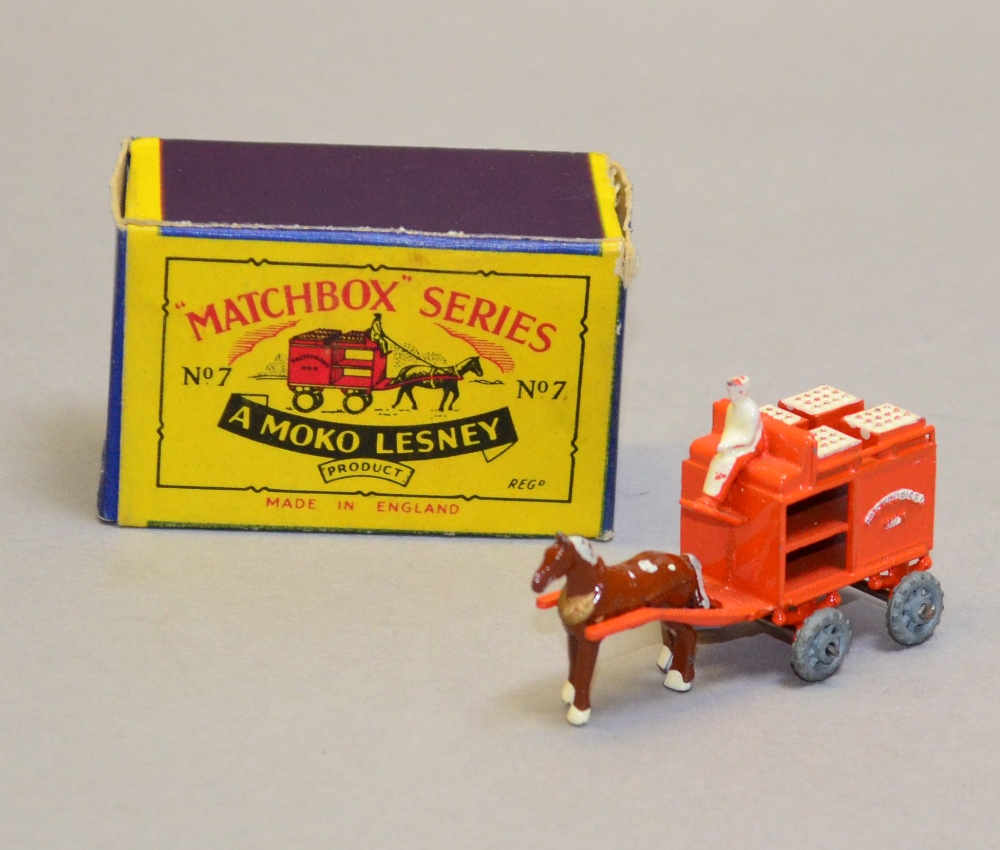 Moko Lesney Matchbox 1-75 series No.7 Horse Drawn Milk Float. G/VG in G+ box with a couple of