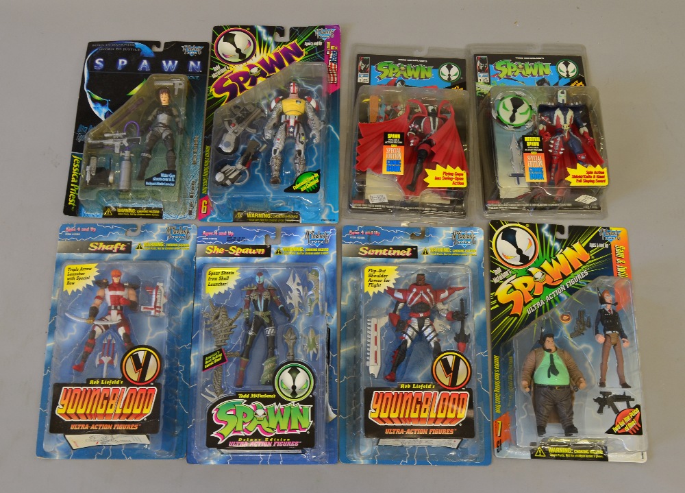 Eight McFarlane Toys Spawn action figures. All carded, VG. (8)