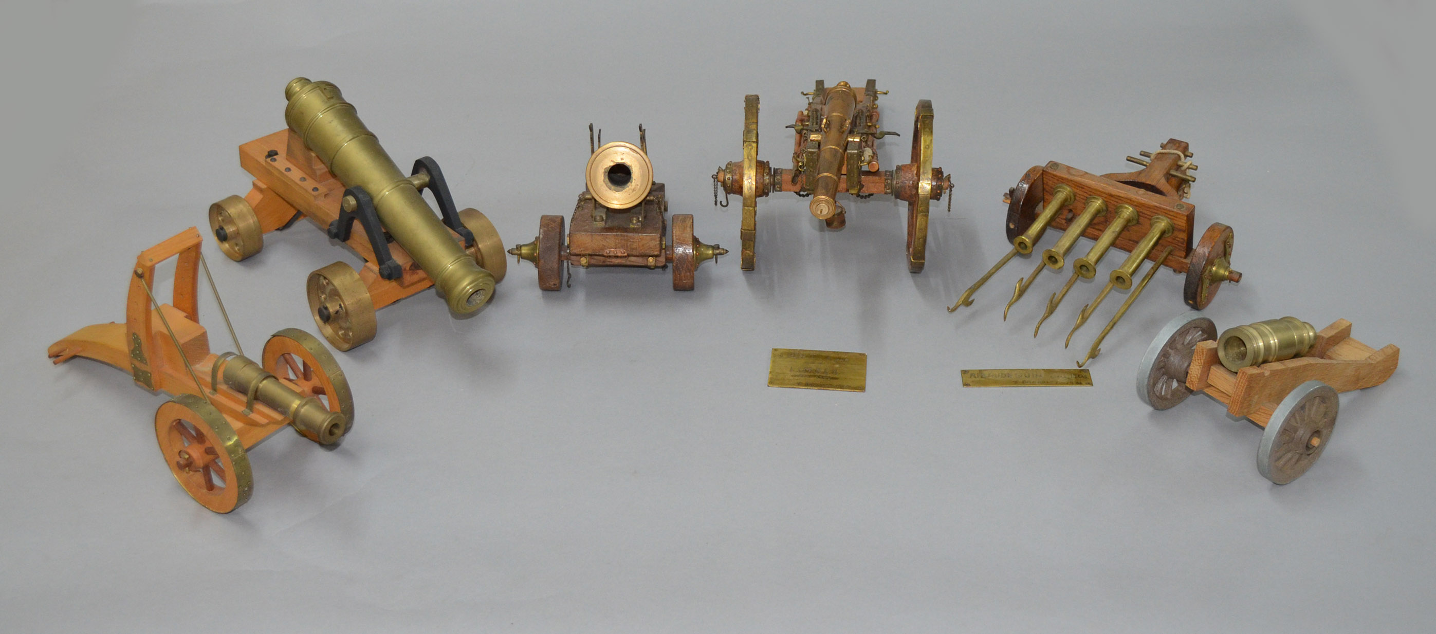 `The Johnson Collection` - Six scratch built model cannons, including a ribaudequin, a light six