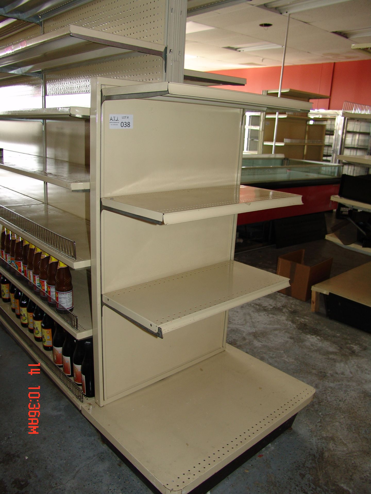 Beige Metal Retail Gondola Display Shelving single sided 31lx14wx61h