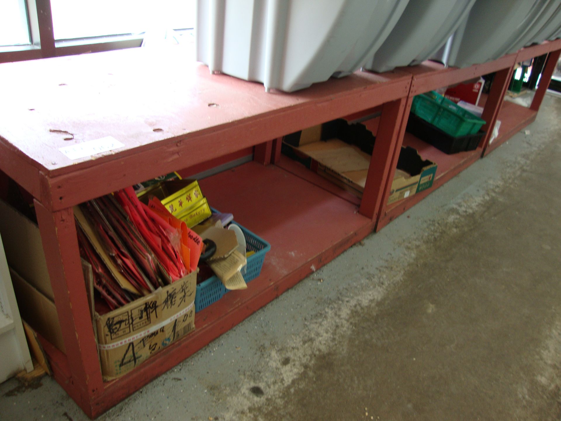 Red Low Shelving Base Wood 3 pieces 48l x25wx24h