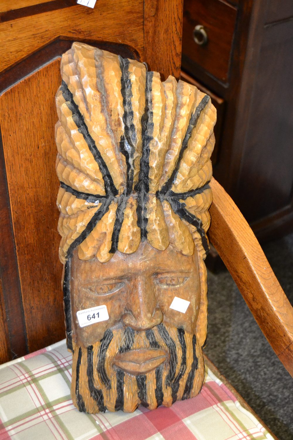 Tribal Art - a softwood carving of a benign elder, in stylized dress, 50cm high