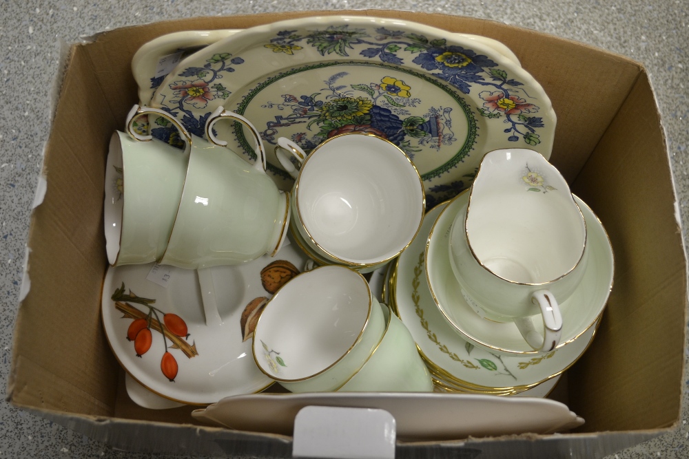 A Staffordshire Duchess teaset for six, milk and sugar, bread and butter plate, a Mason's Strathmore