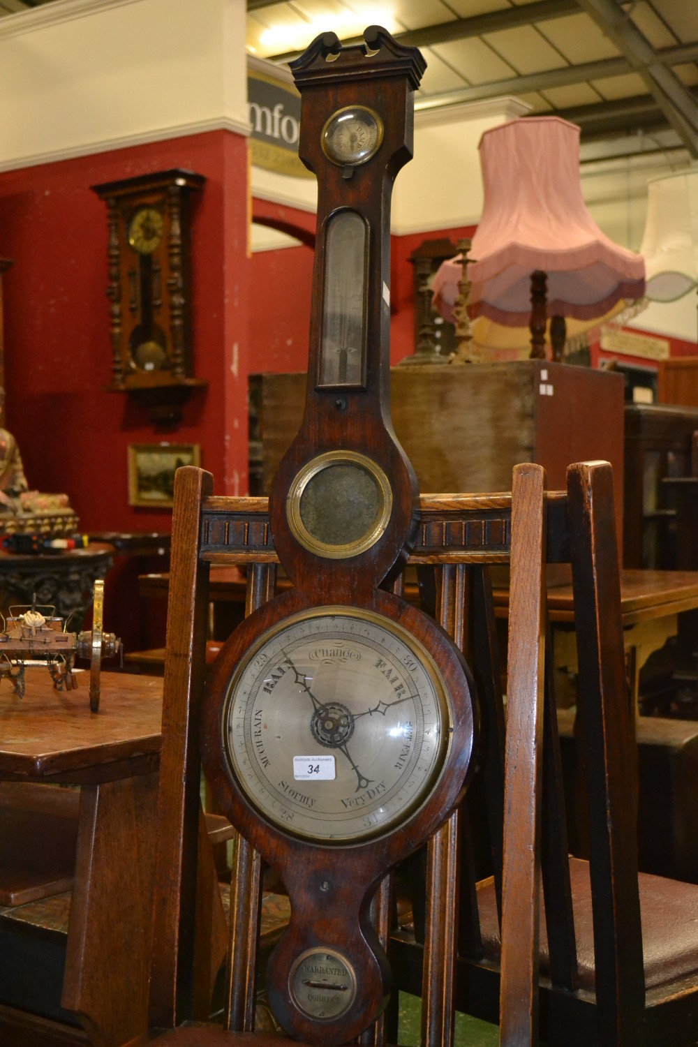 A Victorian wheel barometer, c.1860