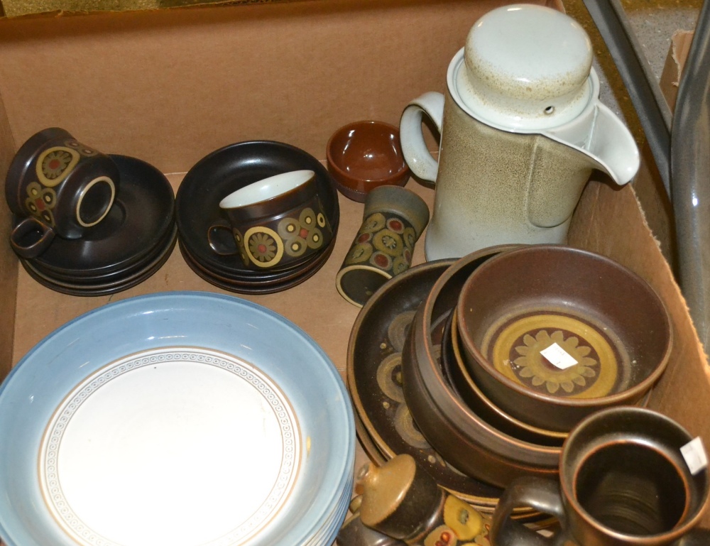 Denby - Arabesque salt and pepper; coffee pot; teacups; saucers; plates; etc.