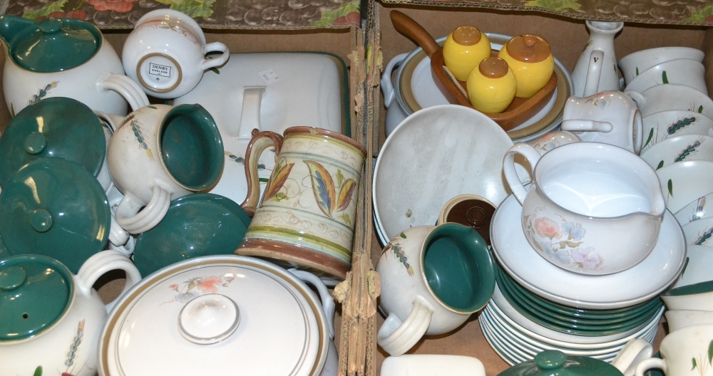 Denby Pottery tableware, various patterns including Greenwheat, comprising oven dish, cups, saucers,