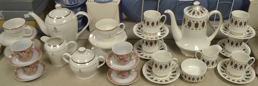 A Paragon Symmetra pattern six setting coffee service, including coffee pot, milk jug, sugar bowl,