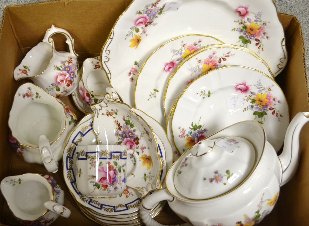 Ceramics - Royal Crown Derby Posies, including teapot, plates, saucers, jugs, trinket dish, etc.